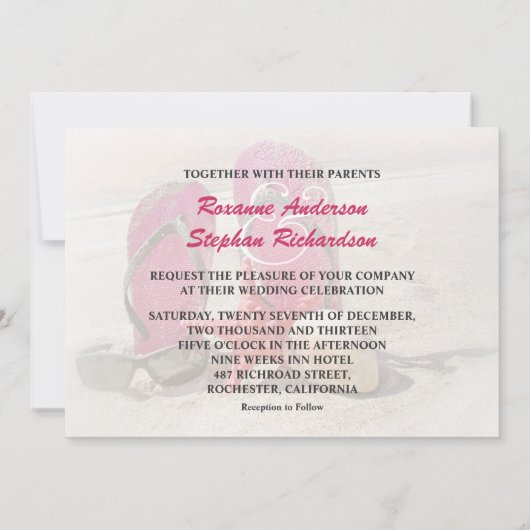 strandtrouwuitnodigingen met rode zeester kaart (Achterkant)