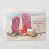 strandtrouwuitnodigingen met rode zeester kaart (Voorkant / Achterkant)