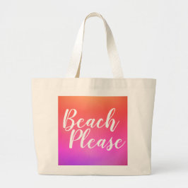 Strandtypografie Sinaasappel Roze Ombre Grote Tote Bag