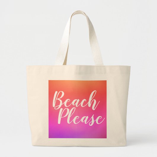 Strandtypografie Sinaasappel Roze Ombre Grote Tote Bag (Voorkant)