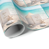 Stranduitnodiging met Pas getrouwd namen Cadeaupapier (Rol Hoek)