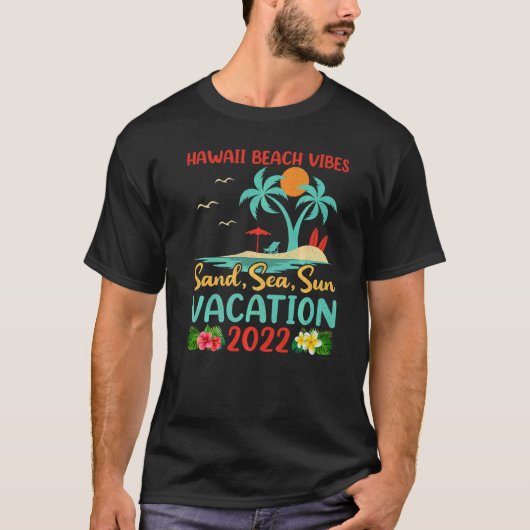 Strandvakantie 2022 Retro Sunset Hawaii Beach T-shirt (Voorkant)