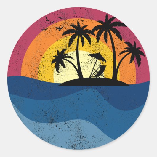 strandvakantie cadeau  zee zonsondergang ronde sticker (Voorkant)