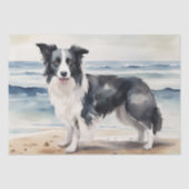 Strandvakantie : Grens Collie Decoupage Tissuepapier (Voorkant)