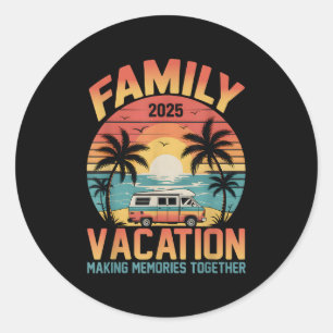 Strandvakantie Herinneringen maken 2025 Familiereü Ronde Sticker