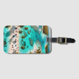 Strandvakantie resort met helder blauw water actie bagagelabel