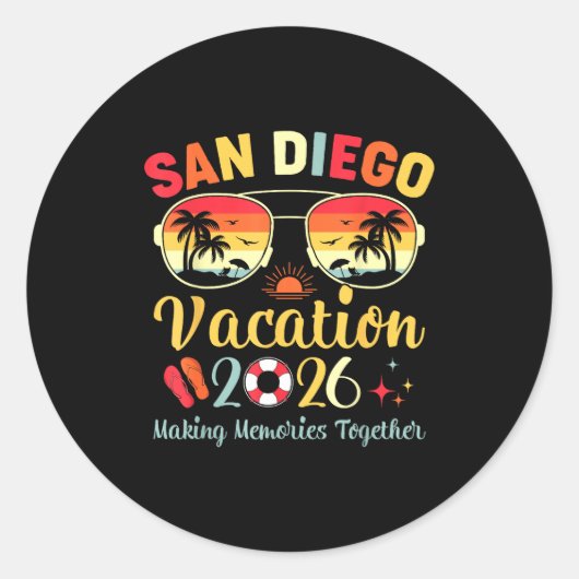 Strandvakantie San Diego Ca Ronde Sticker (Voorkant)