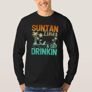 Strandvakantie Zonnebrand Strepen En Overdag Drink T-shirt