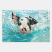 Strandvarken Zwemmen Decoupage Inpakpapier Vel (Voorkant 3)