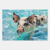 Strandvarken Zwemmen Decoupage Inpakpapier Vel (Voorkant 2)