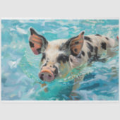 Strandvarken Zwemmen Decoupage Tissuepapier (Voorkant)