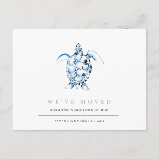 Strandverandering van adres Kaart Blue Zee Turtle (Voorkant)