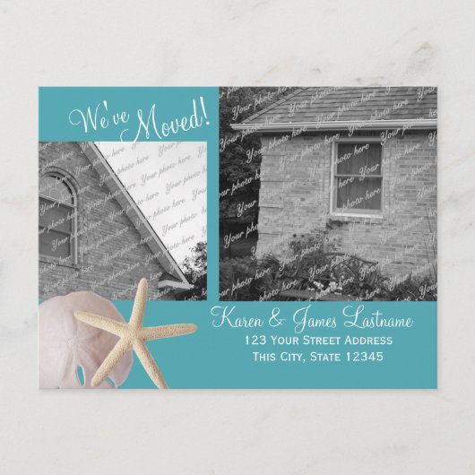Strandverandering van adres met foto aankondigingskaart (Voorkant)