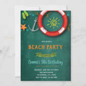 Strandverjaardagsfeestje uitnodigen kaart (Voorkant)