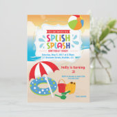 Strandverjaardagsuitnodiging · Strandfeest Kaart (Staand voorkant)