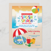 Strandverjaardagsuitnodiging · Strandfeest Kaart (Voorkant / Achterkant)