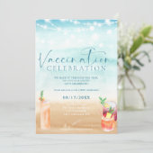 Strandverlichting cocktails Vaccinatie viering Kaart (Staand voorkant)