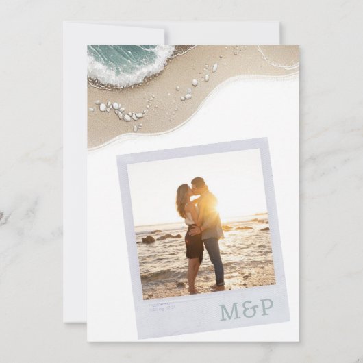 Strandvibe met uitnodiging voor een fotobruiloft (Achterkant)