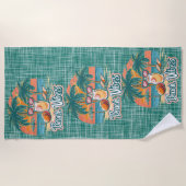 Strandvibes donkergroen strandlaken (Voorkant)