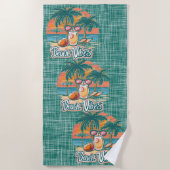 Strandvibes donkergroen strandlaken (Voorkant)