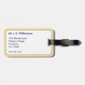 Strandvibes gestreept geel wit monogram bagagelabel (Achterkant horizontaal)