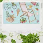 Strandvibes op blauw theedoek (Gevouwen)