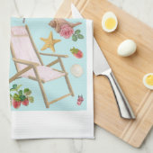 Strandvibes op blauw theedoek (Quarter Fold)