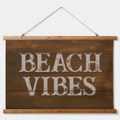 Strandvibes Woorden op Dark Wood Boards Hangend Wandkleed (Voorkant)
