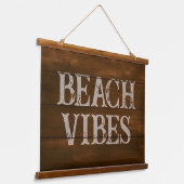 Strandvibes Woorden op Dark Wood Boards Hangend Wandkleed (Gebogen)