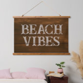 Strandvibes Woorden op Dark Wood Boards Hangend Wandkleed (Slaapkamer)