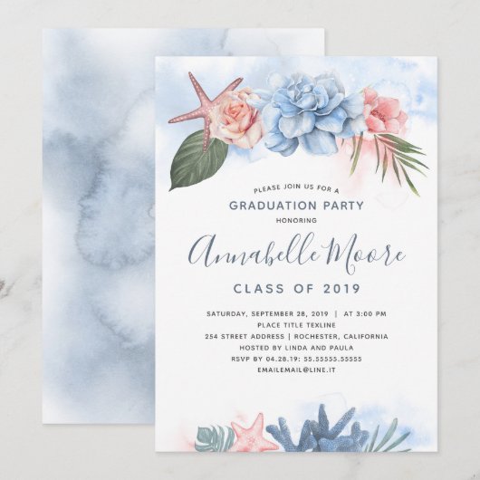 Strandviering | Partij voor tropische graduatie Kaart (Voorkant / Achterkant)