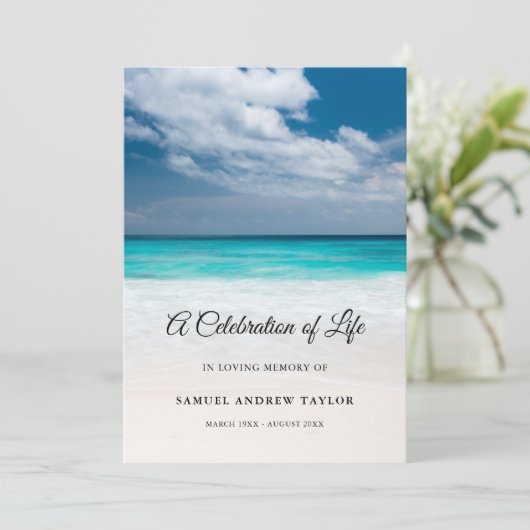 Strandviering van Life Begrafenisprogramma Programmakaart (Staand voorkant)