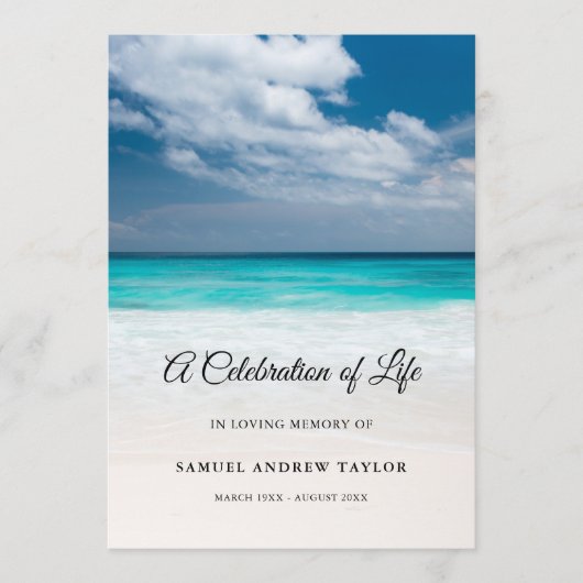 Strandviering van Life Begrafenisprogramma Programmakaart (Voorkant)