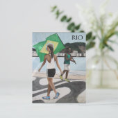 strandvlaggen van rio de janeiro briefkaart (Staand voorkant)