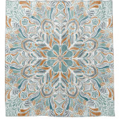 Strandvlucht Blauwgroen bruine Waterverf Mandala Douchegordijn (Voorkant)