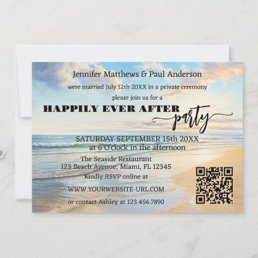 Strandvlucht nog lang en gelukkig na trouwfoto kaart (Achterkant)