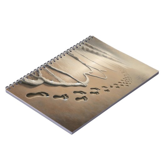 Strandvoetafdrukken met oceaanschuim notitieboek (Linkerzijde)
