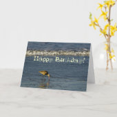 Strandvogel Happy Birthday 4 Kaart (Gele Bloem)
