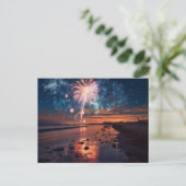 strandvuurwerk briefkaart (Staand voorkant)