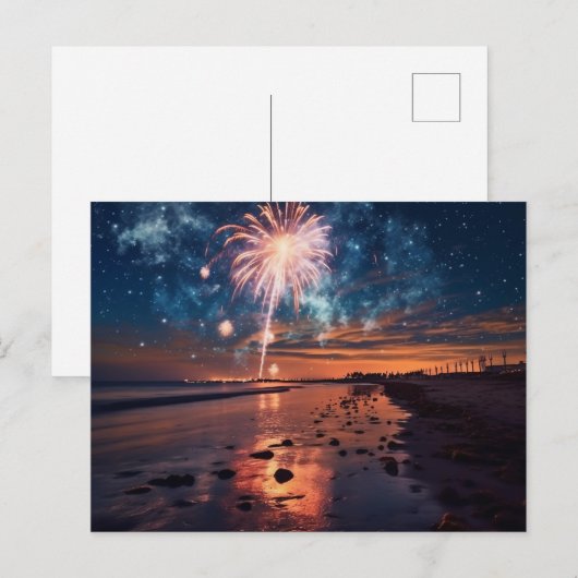 strandvuurwerk briefkaart (Voorkant / Achterkant)