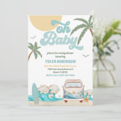 Strandwagen Baby Shower Uitnodiging (Staand voorkant)