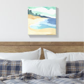 strandwal | Waterverf blauw Canvas Afdruk (Insitu (Slaapkamer))