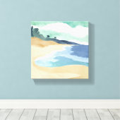 strandwal | Waterverf blauw Canvas Afdruk (Insitu (Houten vloer))