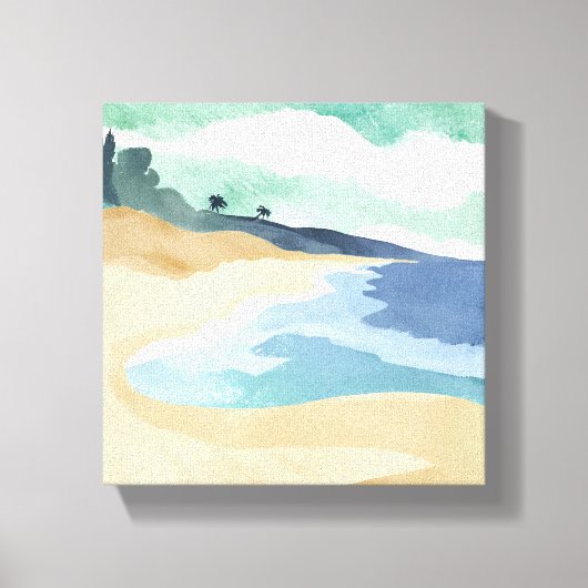 strandwal | Waterverf blauw Canvas Afdruk (Voorkant)