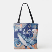 Strandwalvis zee wezens blauw sinaasappel wit geze tote bag (Achterkant)