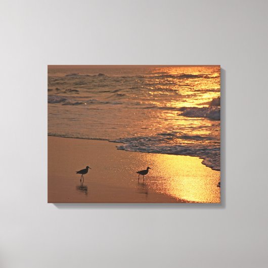 Strandwandeling bij Sunrise Canvas Afdruk (Voorkant)