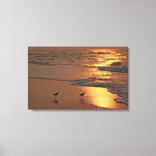 Strandwandeling bij Sunrise Canvas Afdruk (Voorkant)