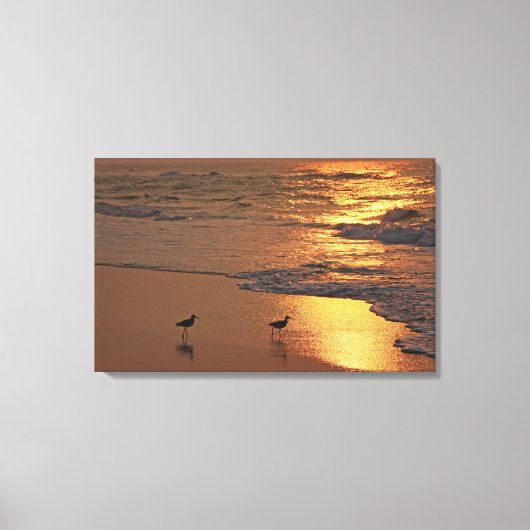 Strandwandeling bij Sunrise Canvas Afdruk (Voorkant)