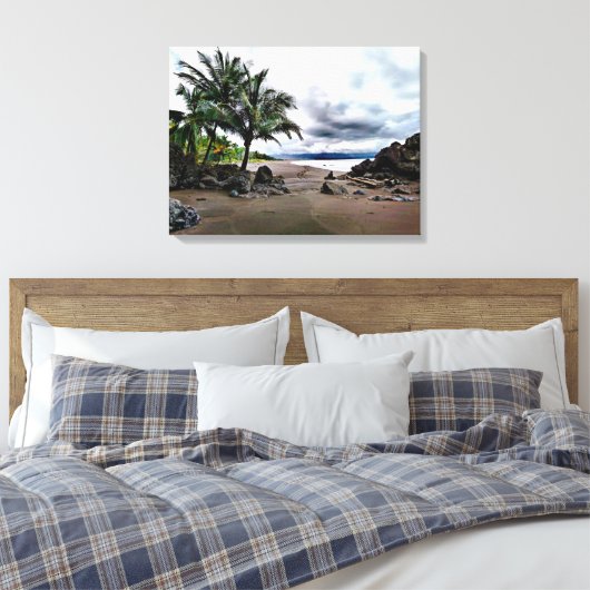 Strandwandeling gestrekte canvas Print (Insitu (Slaapkamer))