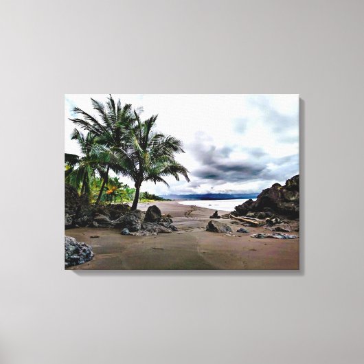Strandwandeling gestrekte canvas Print (Voorkant)
